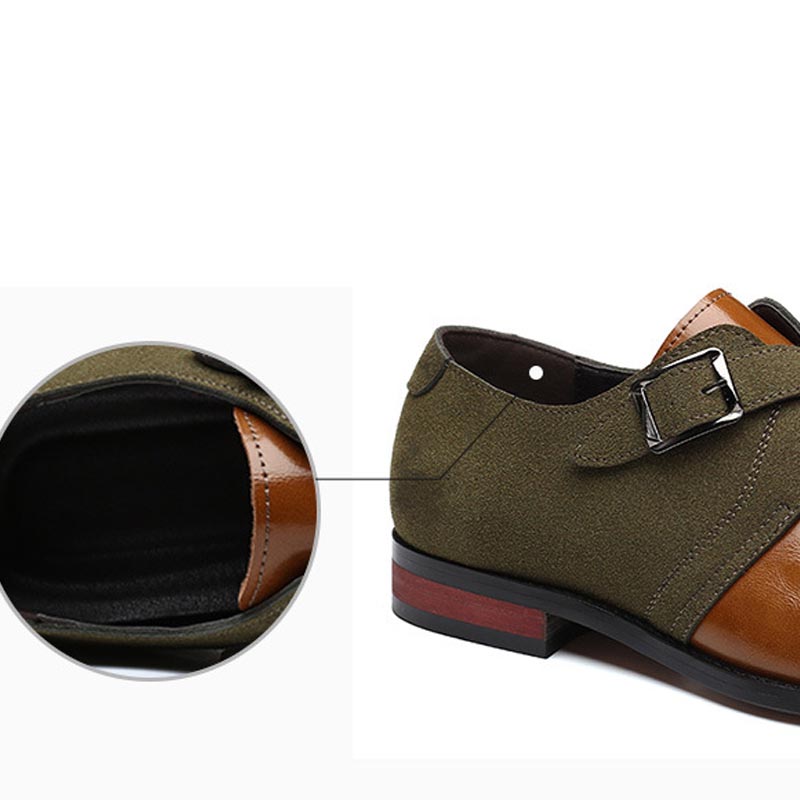 Men's Two-Tone Monk Strap Shoes with Buckle