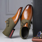 Men's Two-Tone Monk Strap Shoes with Buckle