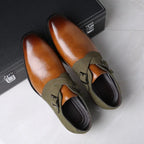 Men's Two-Tone Monk Strap Shoes with Buckle
