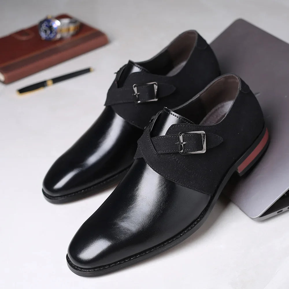 Men's Two-Tone Monk Strap Shoes with Buckle