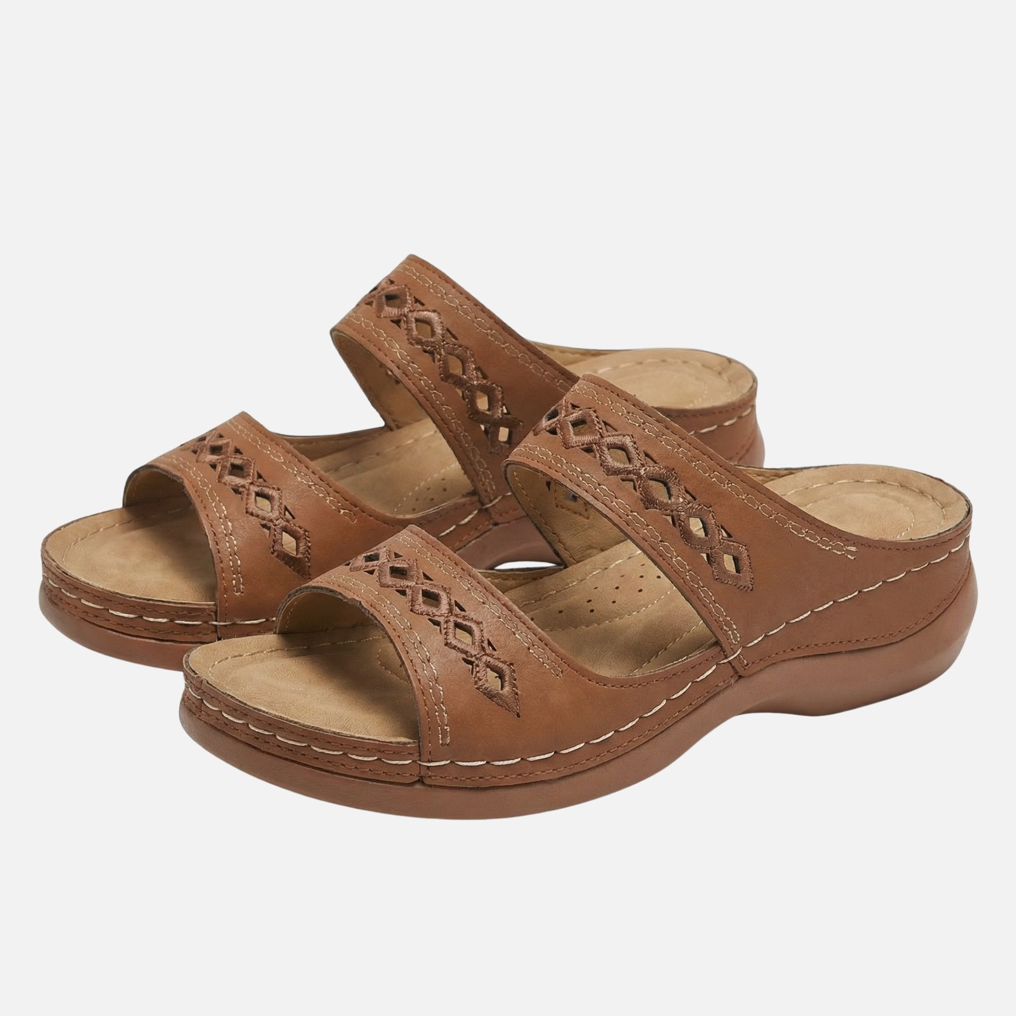 Women's Comfort Slide Sandals with Perforated Pattern