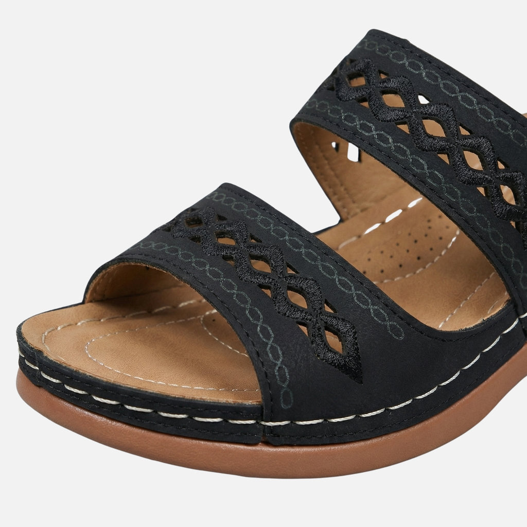 Women's Comfort Slide Sandals with Perforated Pattern