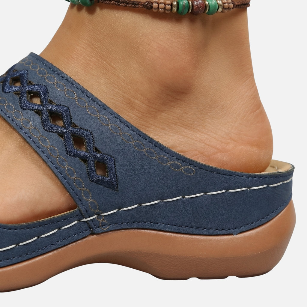 Women's Comfort Slide Sandals with Perforated Pattern
