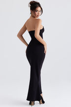 Black Strapless Maxi Dress with Structured Bodice