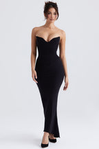 Black Strapless Maxi Dress with Structured Bodice