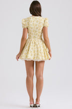 Buttercup Floral Mini Dress with Fitted Bodice and Tulle Skirt