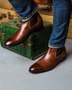 Men's Chelsea Boots with Elastic Side Panels and Almond Toe