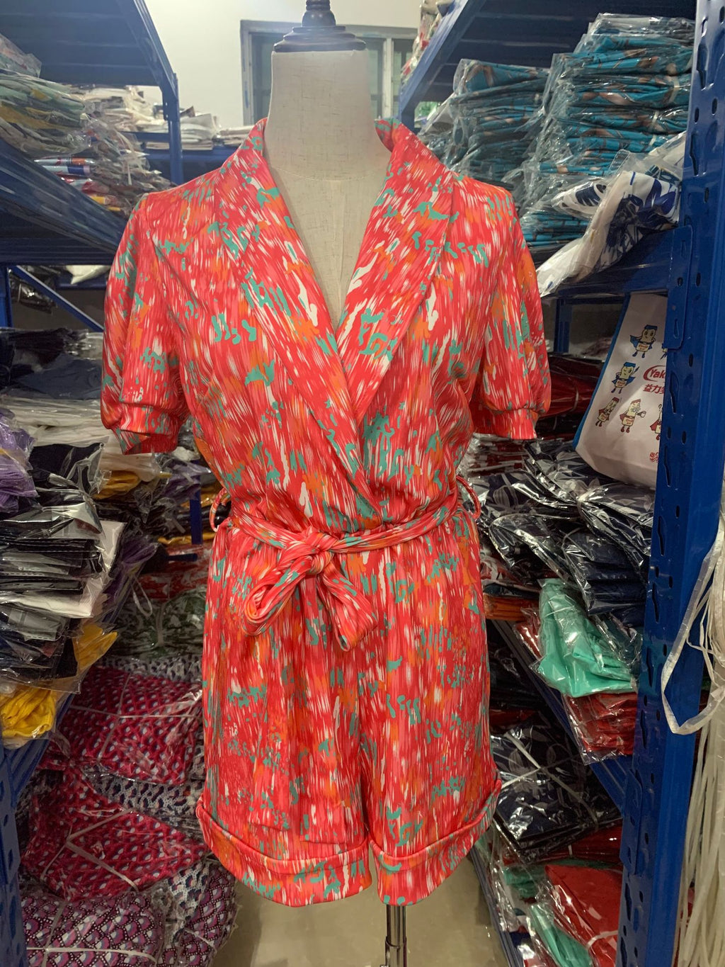 Women's Collared Wrap Playsuit with Belted Waist