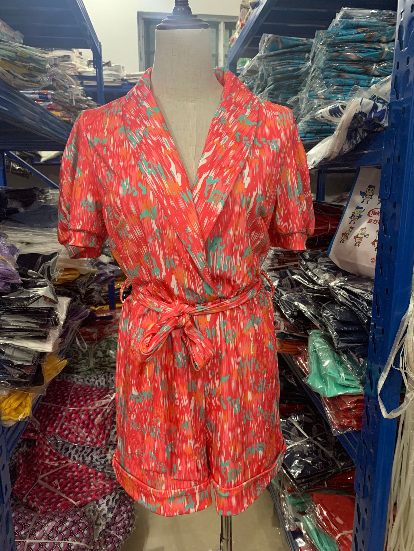 Women's Collared Wrap Playsuit with Belted Waist