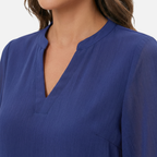 Women's Chiffon Blouse with V-Neck and Split Sleeves