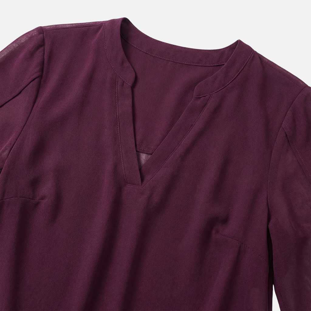 Women's Chiffon Blouse with V-Neck and Split Sleeves