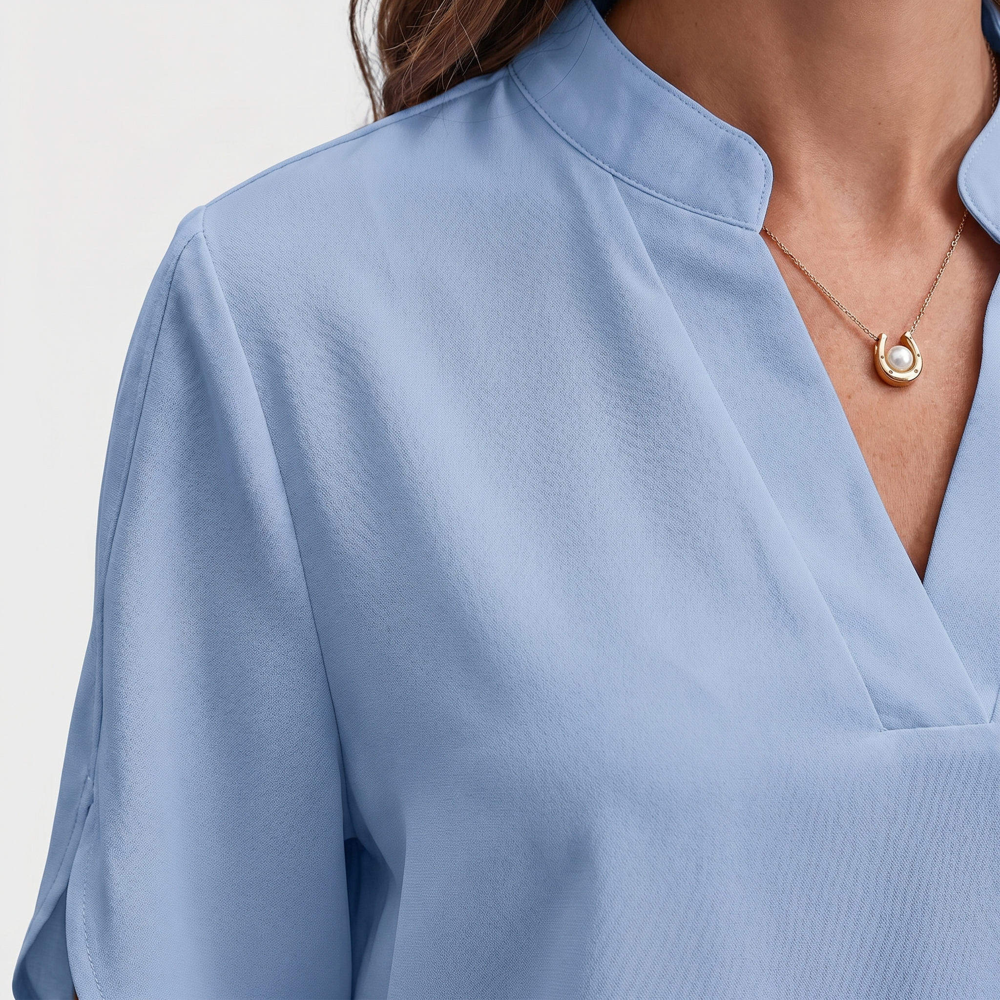 Women's Relaxed V-Neck Blouse with Split Sleeves