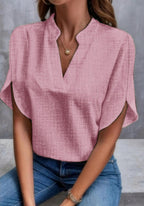 Women's Relaxed V-Neck Blouse with Split Sleeves