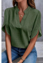 Women's Relaxed V-Neck Blouse with Split Sleeves
