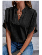 Women's Relaxed V-Neck Blouse with Split Sleeves
