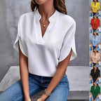 Women's Relaxed V-Neck Blouse with Split Sleeves