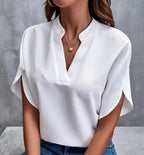 Women's Relaxed V-Neck Blouse with Split Sleeves