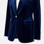 Women's Velvet-Texture Slim Blazer with Gold-Tone Button
