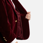Women's Velvet-Texture Slim Blazer with Gold-Tone Button