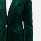 Women's Velvet-Texture Slim Blazer with Gold-Tone Button