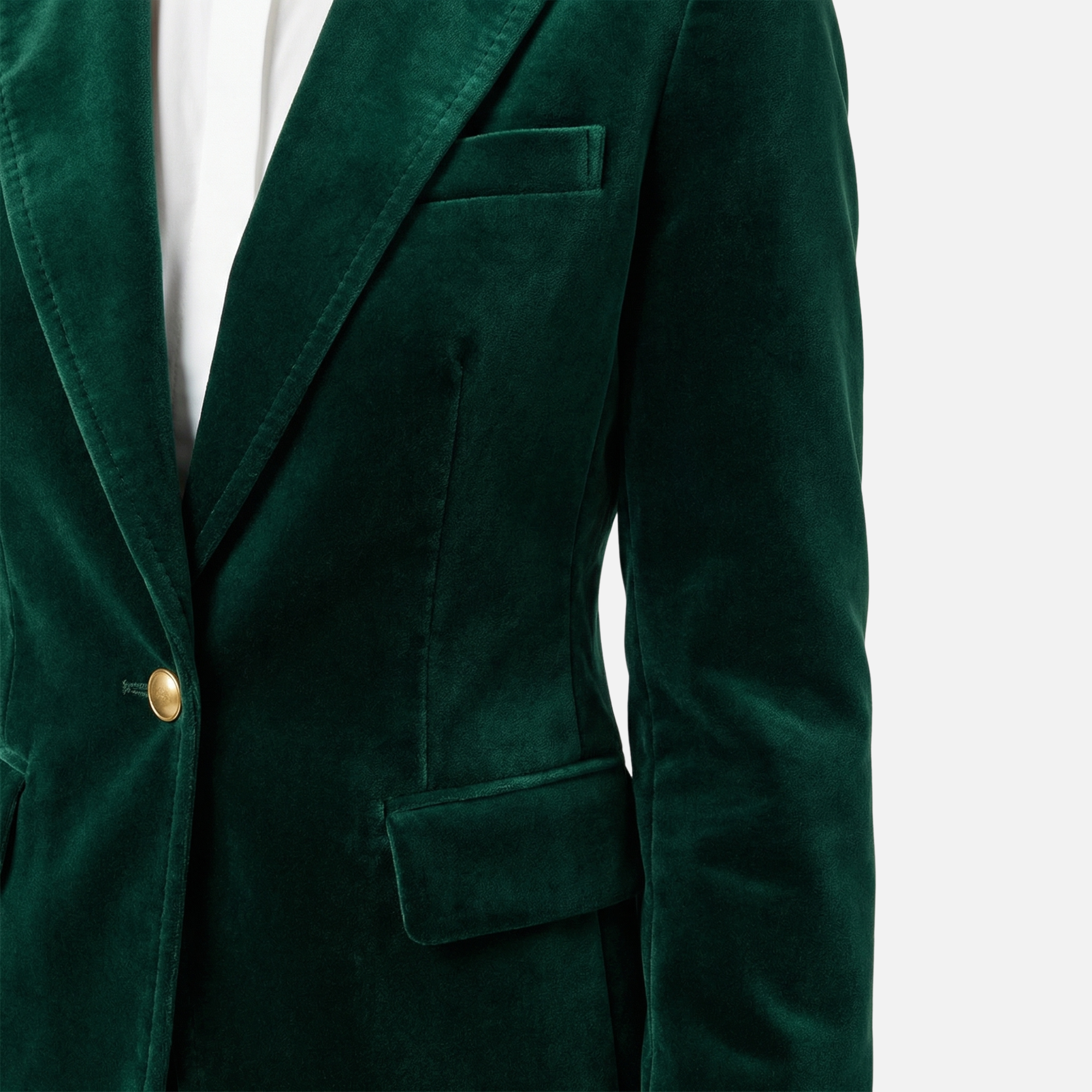 Women's Velvet-Texture Slim Blazer with Gold-Tone Button