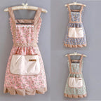 Women's Cotton Pinafore Midi Dress with Floral Print