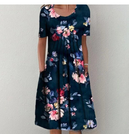 Women's Relaxed Viscose Midi Dress with Side Pockets