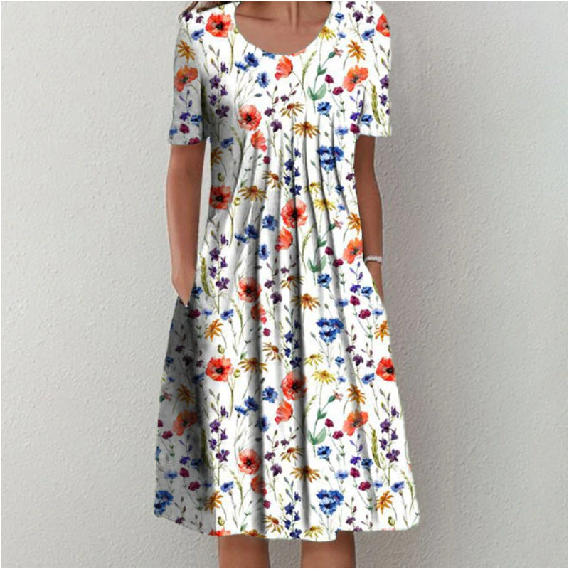 Women's Relaxed Viscose Midi Dress with Side Pockets