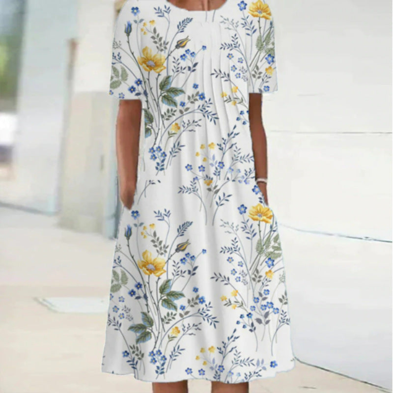 Women's Relaxed Viscose Midi Dress with Side Pockets