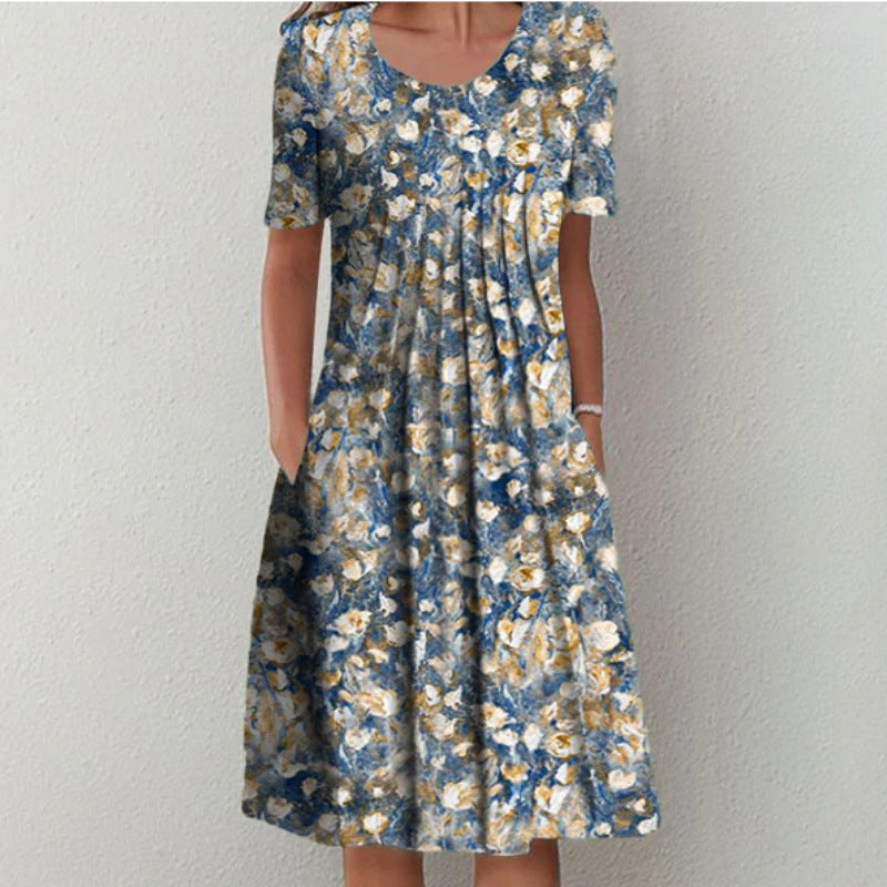 Women's Relaxed Viscose Midi Dress with Side Pockets