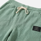 Men's Soft Blue Waffle-Knit Wide-Leg Trousers with Side Pockets