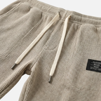 Men's Soft Blue Waffle-Knit Wide-Leg Trousers with Side Pockets
