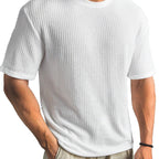 Men's Waffle Knit T-Shirt with Crew Neck