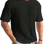 Men's Waffle Knit T-Shirt with Crew Neck