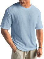Men's Waffle Knit T-Shirt with Crew Neck