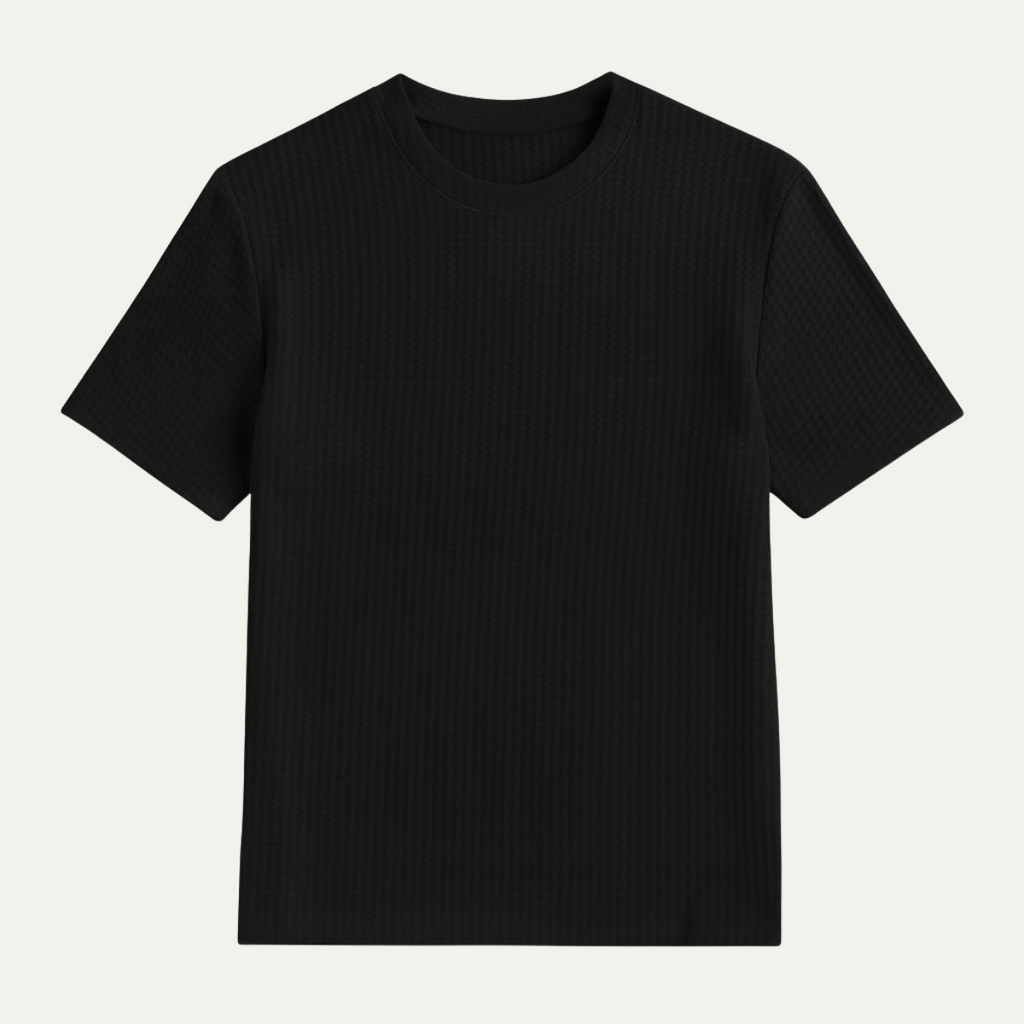 Men's Waffle Knit T-Shirt with Crew Neck