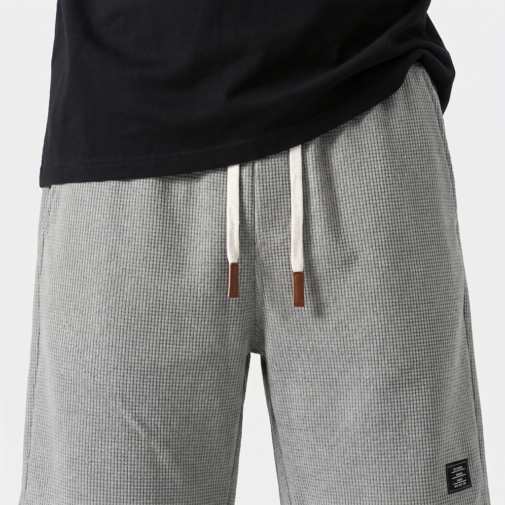 Men's Relaxed Waffle Knit Shorts with Drawstring Waist