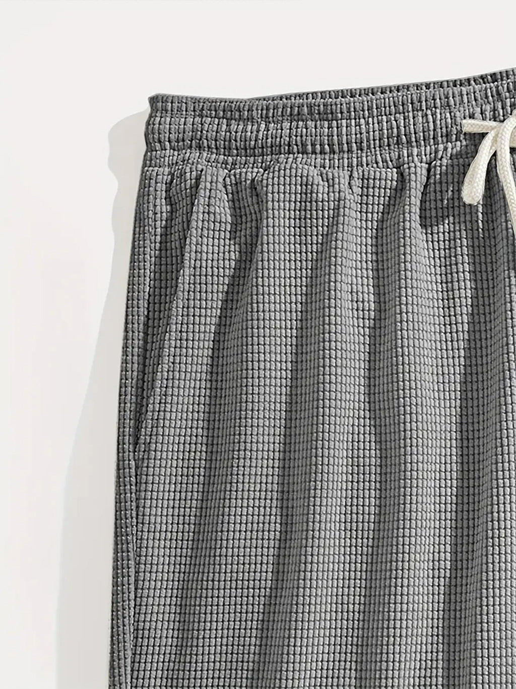 Men's Relaxed Waffle Knit Shorts with Drawstring Waist