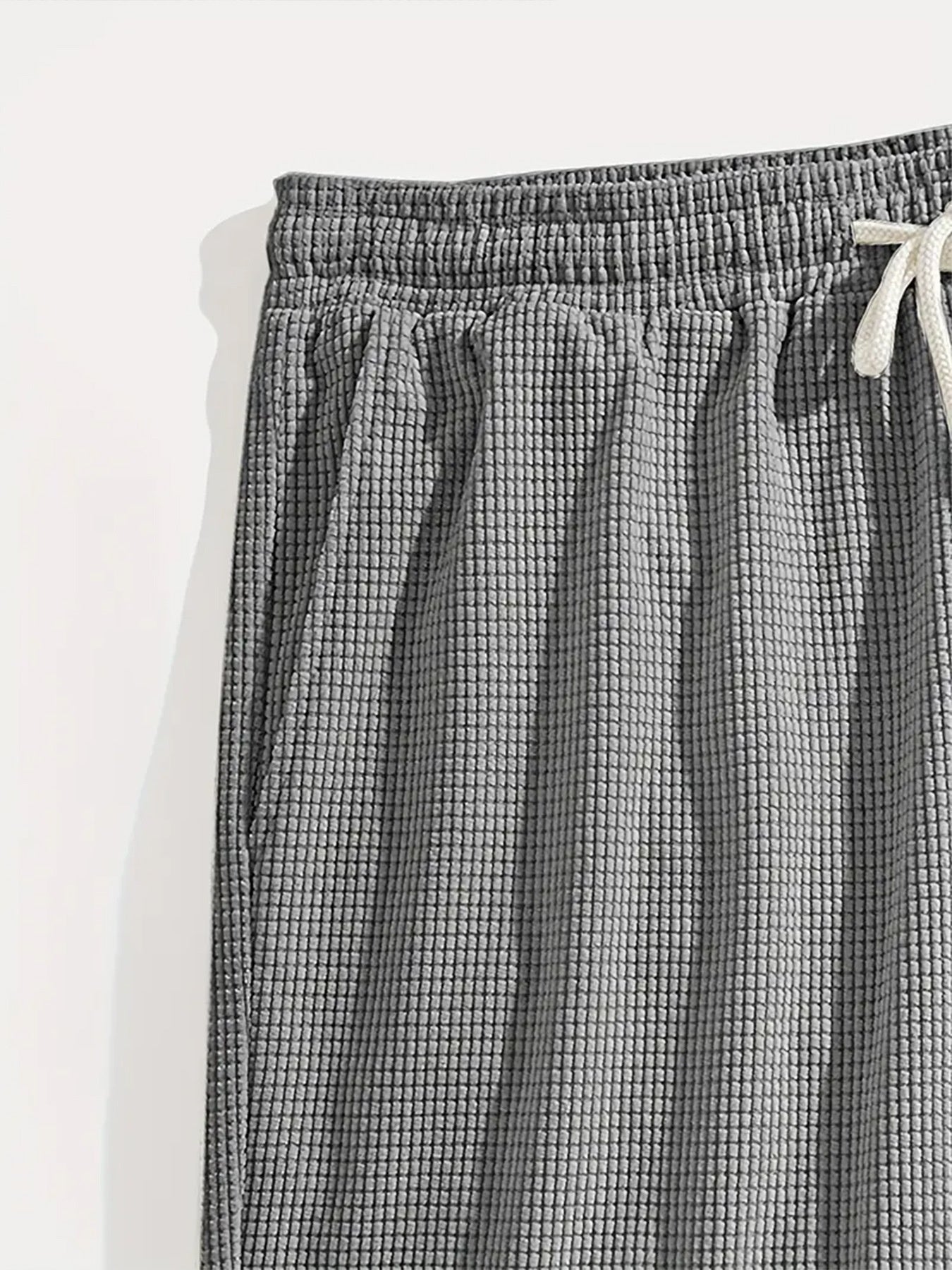 Men's Relaxed Waffle Knit Shorts with Drawstring Waist