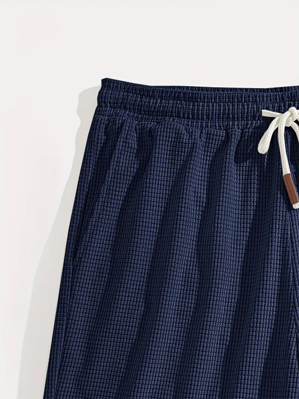 Men's Relaxed Waffle Knit Shorts with Drawstring Waist