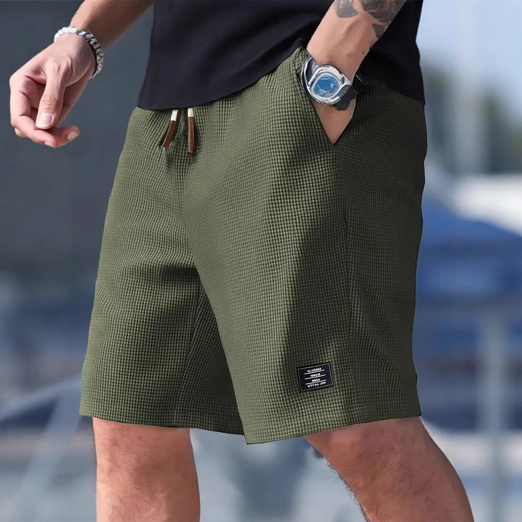 Men's Relaxed Waffle Knit Shorts with Drawstring Waist