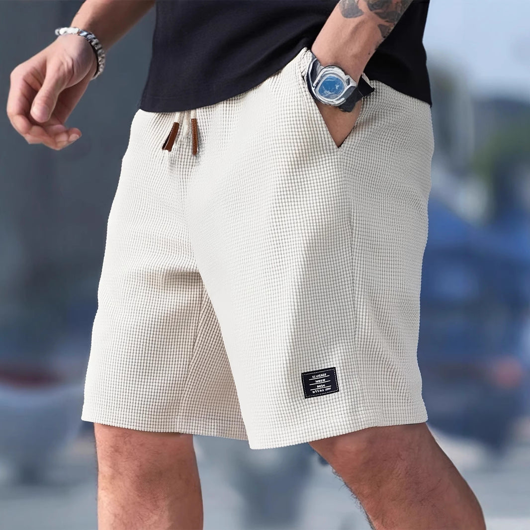 Men's Relaxed Waffle Knit Shorts with Drawstring Waist