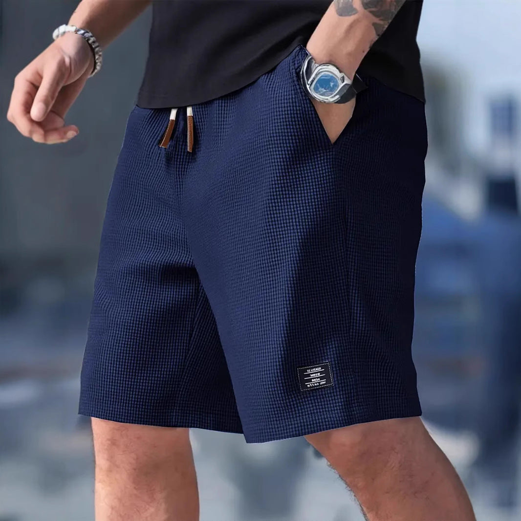 Men's Relaxed Waffle Knit Shorts with Drawstring Waist
