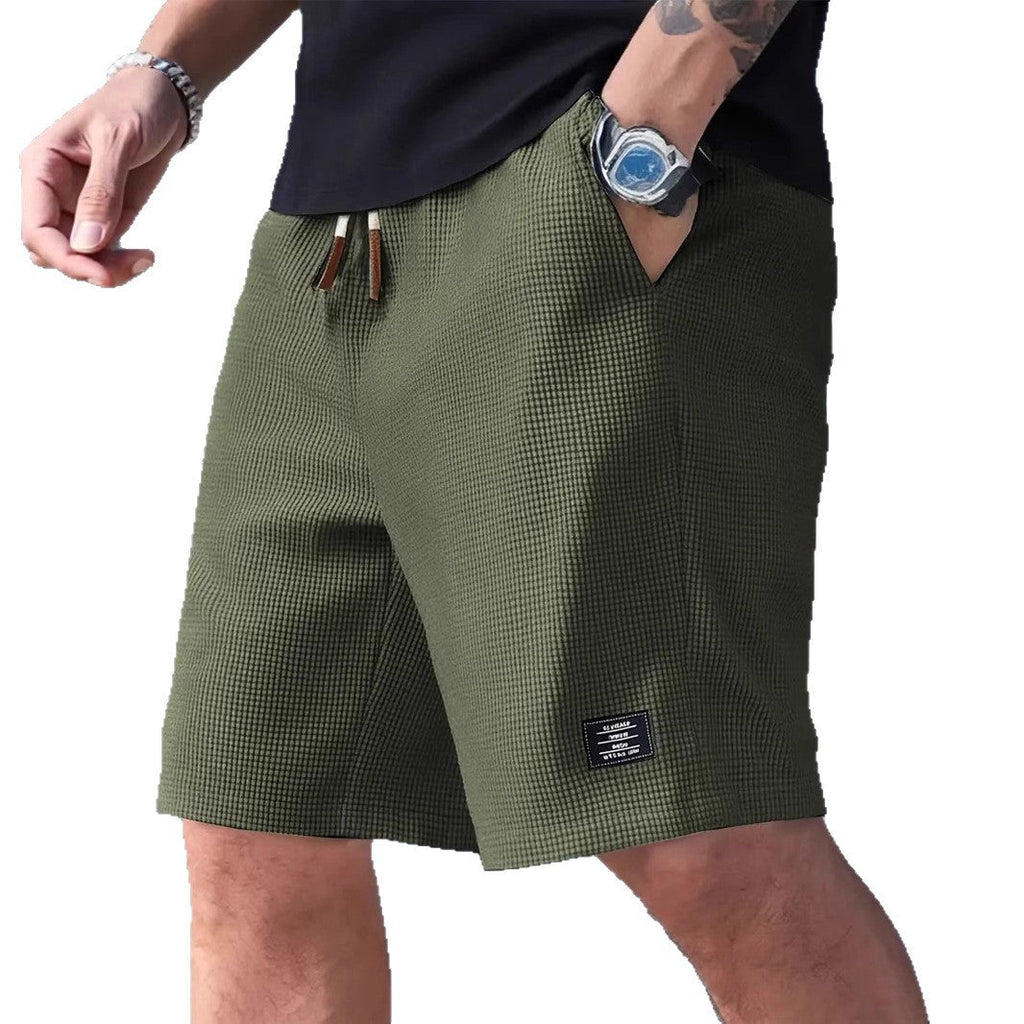 Men's Relaxed Waffle Knit Shorts with Drawstring Waist