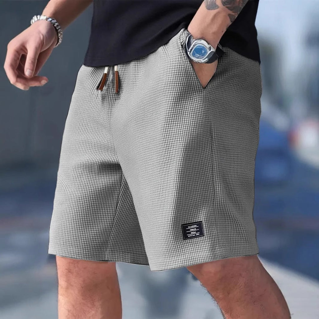 Men's Relaxed Waffle Knit Shorts with Drawstring Waist