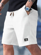Men's Relaxed Waffle Knit Shorts with Drawstring Waist