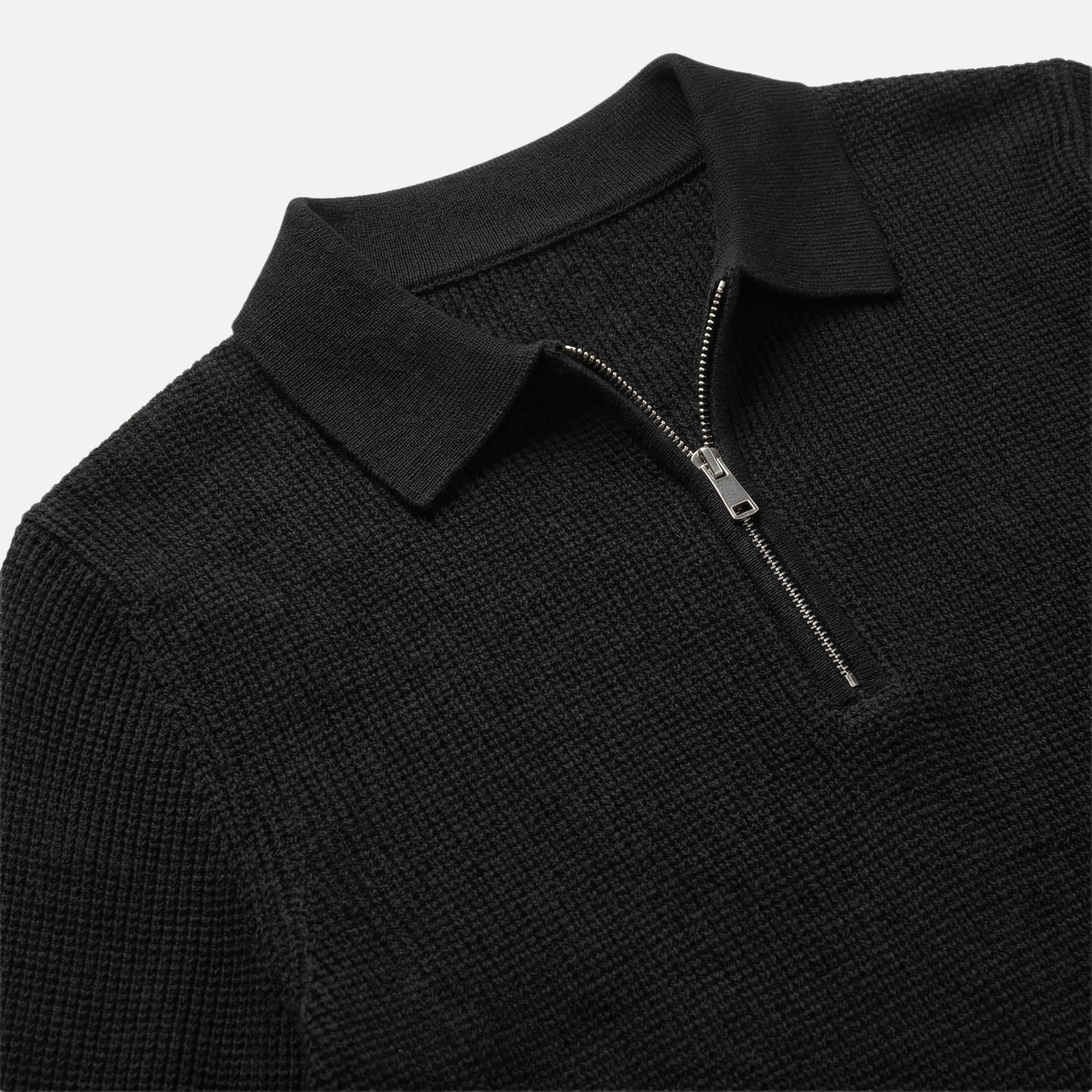 Men's Slim-Fit Waffle Knit Sweater with Quarter-Zip Collar