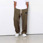 Men's Soft Blue Waffle-Knit Wide-Leg Trousers with Side Pockets