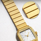 Women's Gold Stainless Steel Watch with Square Dial