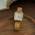 Women's Gold Stainless Steel Watch with Square Dial